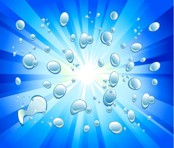 多くの水の気泡との光の爆発 — ストックベクタ