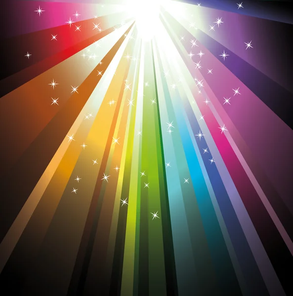 Rainbow licht met delicate sterren — Stockvector