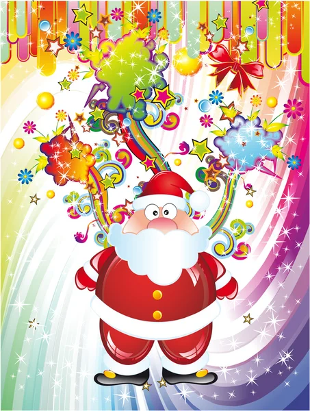 Weihnachtsmann Hintergrund mit bunten Fantasie-Elementen — Stockvektor