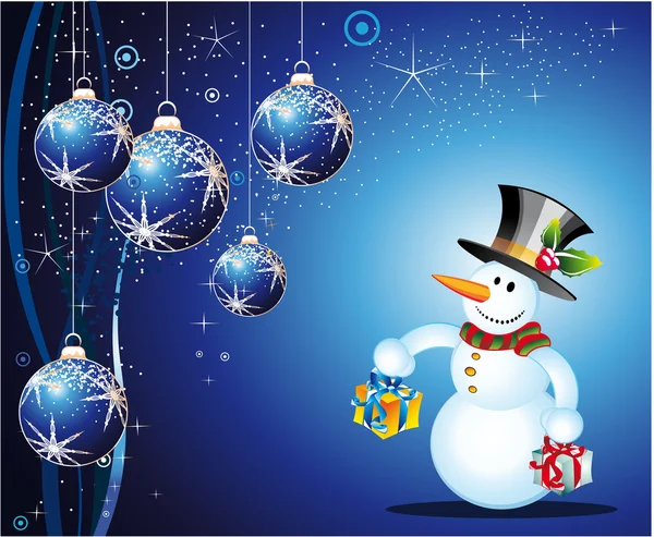 Snowman tarjeta de Navidad — Vector de stock