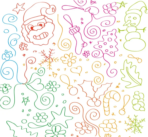 Kinderhandgemachte Skizze von weihnachtlichen Elementen — Stockvektor