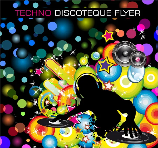 Techno Discoteque Flyer — Vetor de Stock