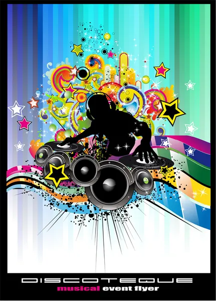 Disco Event Arrière-plan avec des éléments colorés — Image vectorielle