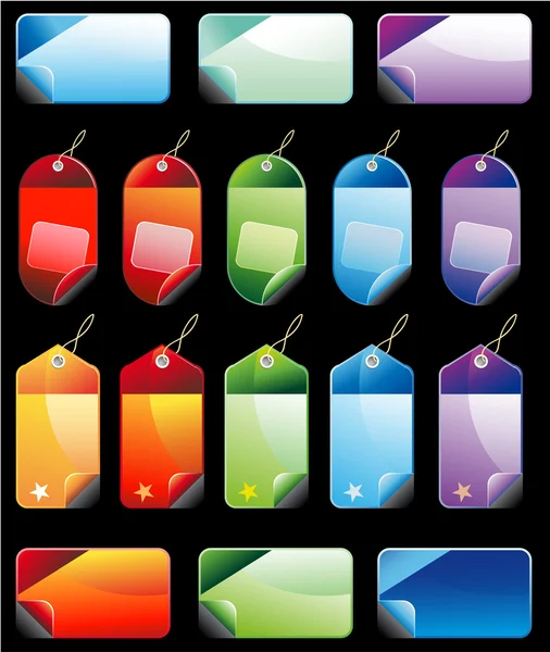 Étiquettes promotionnelles colorées de prix de vente — Image vectorielle