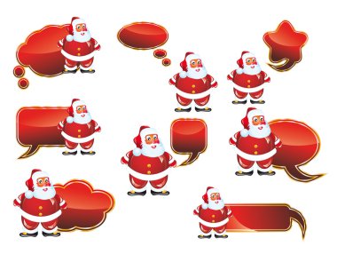 Clouds Santa Labels Set clipart