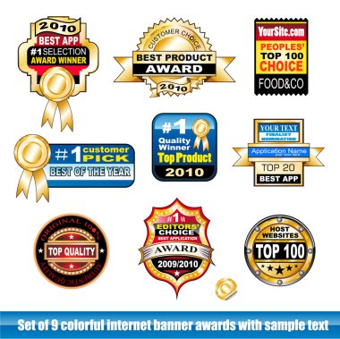 Set of internet certification award banner clipart