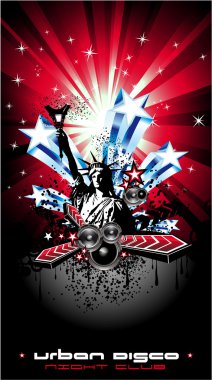 Background for Disco Flyers with USA Flag motive clipart