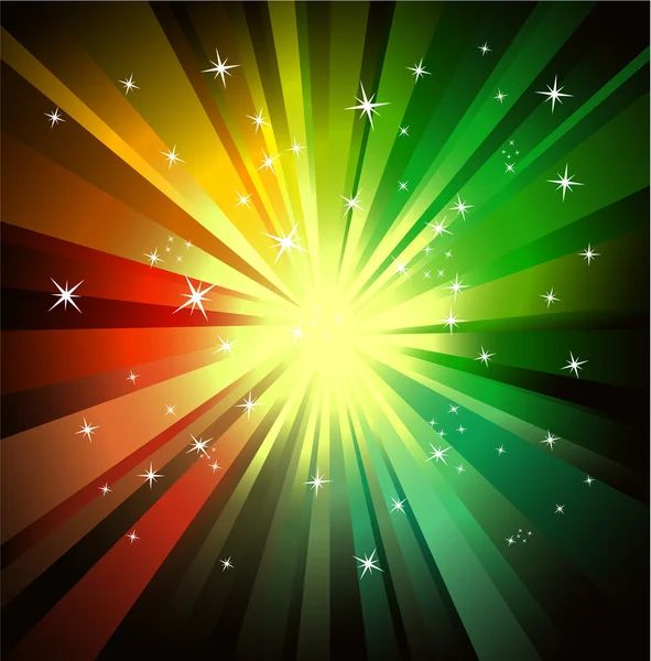 爆炸的红色和绿色 raylights — 图库矢量图片