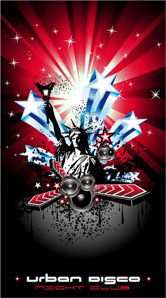 ABD bayrağı gerekçesi ile disko el ilanları için arka plan — Stok Vektör
