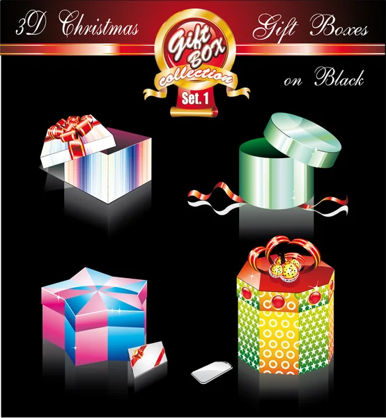 Boîte de Noël Collection Luxe sur Noir - Set 1 — Image vectorielle