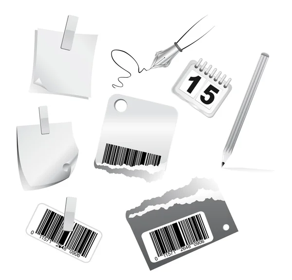 stock vector 3D Office Icon set Black and White
