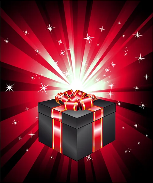 Coffret cadeau avec lumières rouges Ray — Image vectorielle