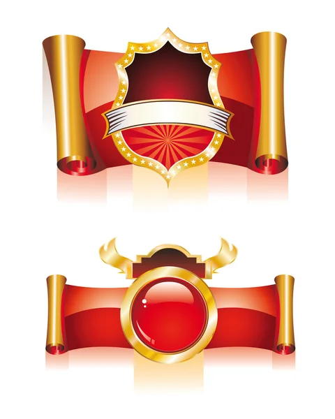 Rojo y oro grandes emblemas — Archivo Imágenes Vectoriales