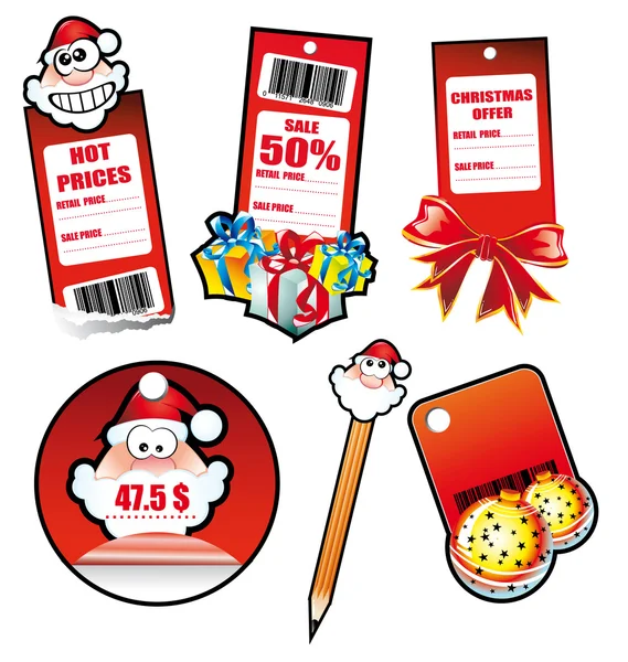 Santa χαιρετισμούς αυτοκόλλητα για ετικέτα και κάρτα — Διανυσματικό Αρχείο