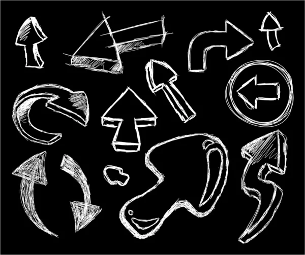 Set van handgemaakte schetsen van pijlen - 2 ingesteld op zwart — Stockvector