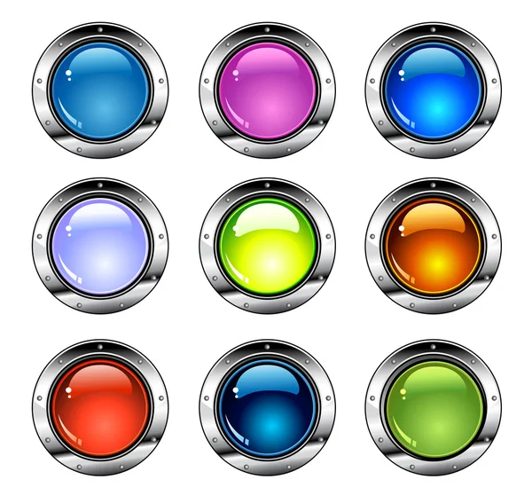 Błyszczące kolorowe przyciski — Wektor stockowy