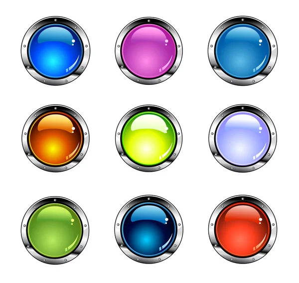 Błyszczące kolorowe przyciski — Wektor stockowy