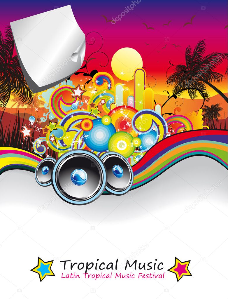 Disco dance tropical music flyer Royalty Free Vector Image