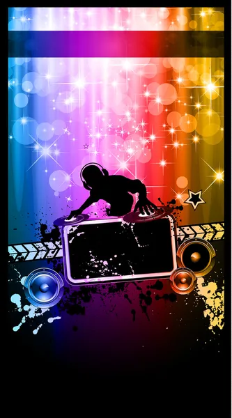 Disco Event Poster with a Disk Jockey — Stock Vector