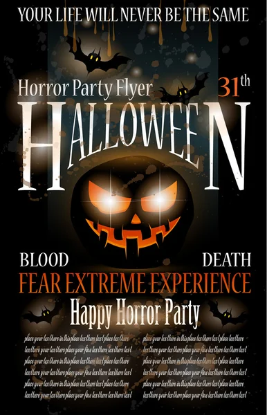 Folheto de festa de terror de Halloween — Vetor de Stock