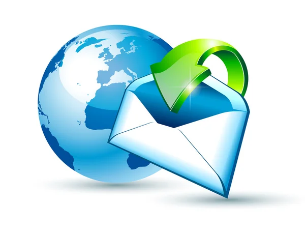 Globales Versand- und Kommunikations-E-Mail Konzept — Stockvektor