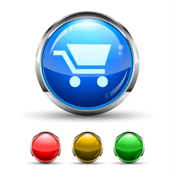 Shopping Cart Cristal Glossy Button — Stock Vector