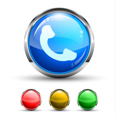 Phone Call Cristal Glossy Button clipart