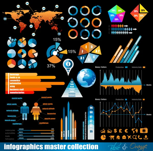 Πριμοδότηση infographics συλλογή πλοίαρχος — Διανυσματικό Αρχείο