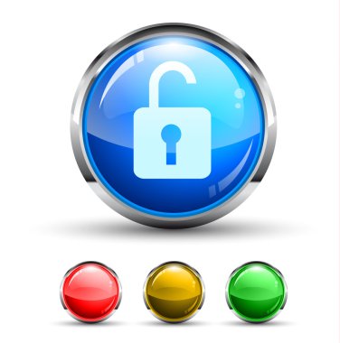 Unlock Cristal Glossy Button clipart