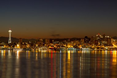 Seattle Downtown Skyline Reflection at Dawn clipart