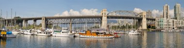 Burrard Street Bridge by Fishermen's Wharf in Vancouver BC clipart