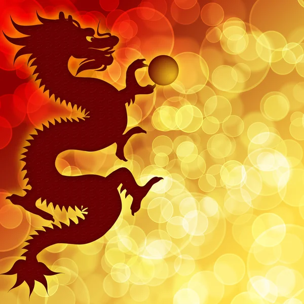 Dragão feliz ano novo chinês com fundo desfocado — Fotografia de Stock