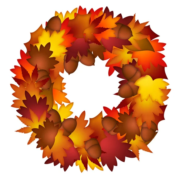 Őszi levelek és makk koszorú — Stock Fotó