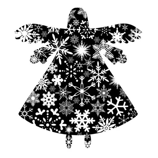 Kerstmis engel silhouet met sneeuwvlokken ontwerp — Stockfoto