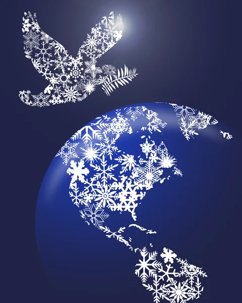 地球上のクリスマスの平和の鳩 — ストック写真