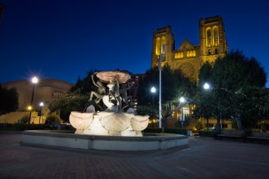 Grace Cathedral from Huntington Park at Blue Hour clipart