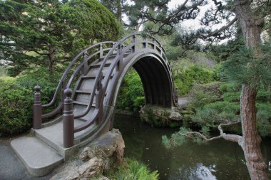 Wooden Bridge at Japanese Garden in San Francisco 2 clipart