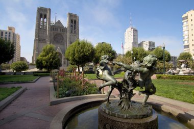 Fountain at Huntington Park by Grace Cathedral clipart