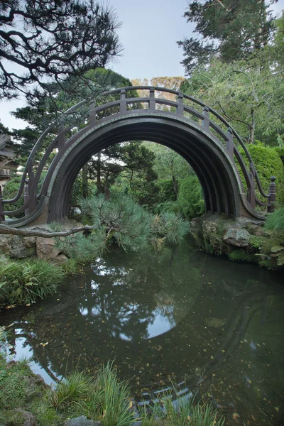 Houten brug bij Japanse tuin in san francisco — Stockfoto