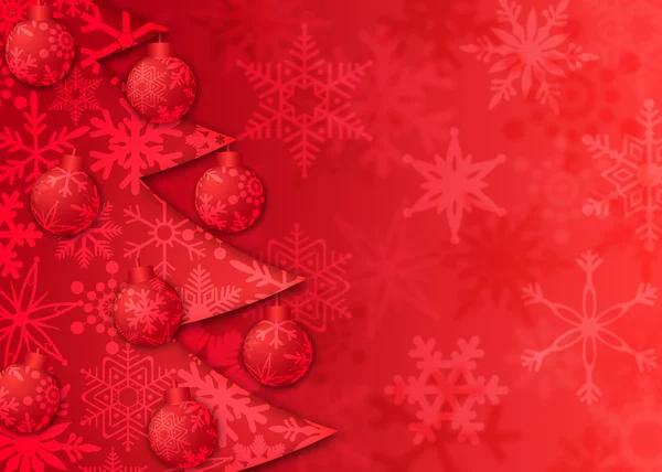 Árvore de Natal com ornamentos e flocos de neve padrão — Fotografia de Stock