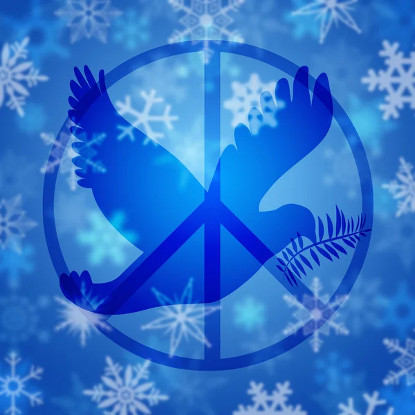 Friedenstaube und Schneeflocken — Stockfoto