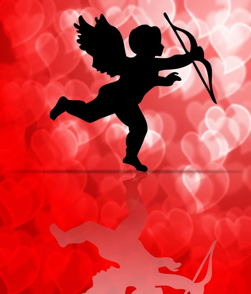Aftelkalender voor Valentijnsdag Cupid op hart wazig achtergrond — Stockfoto