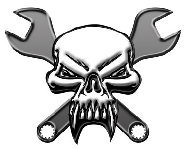 Skull with Mechanics Wrench clipart