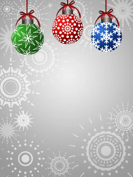 Three Colorful Ornaments on Silver Background — Stock Photo, Image