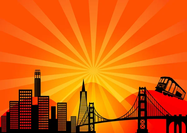 Ciudad de San Francisco California silueta imágenes prediseñadas — Foto de Stock