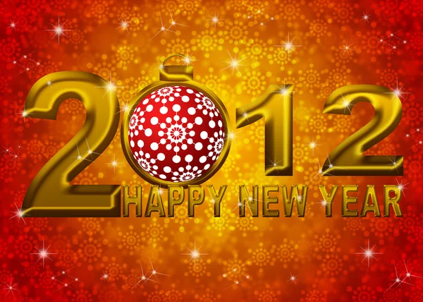Gold 2012 Happy New Year Snowflakes Ornament Illustration — Stock Photo, Image