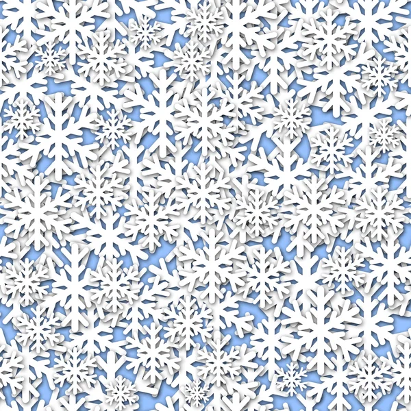 Branco flocos de neve telha sem costura em fundo azul — Fotografia de Stock