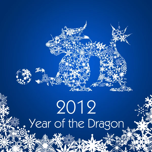 Китайский новогодний дракон со снежинками — стоковое фото