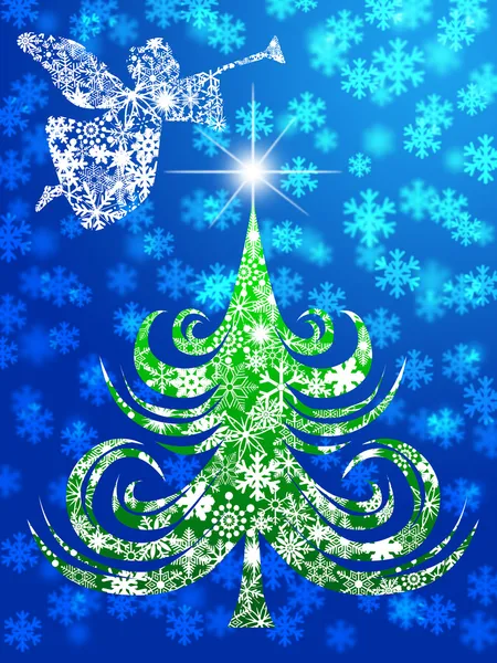 Melek trompet Noel ağacı üzerinde — Stok fotoğraf