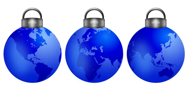 Christmas Tree Ornaments with World Map — Stock Photo, Image